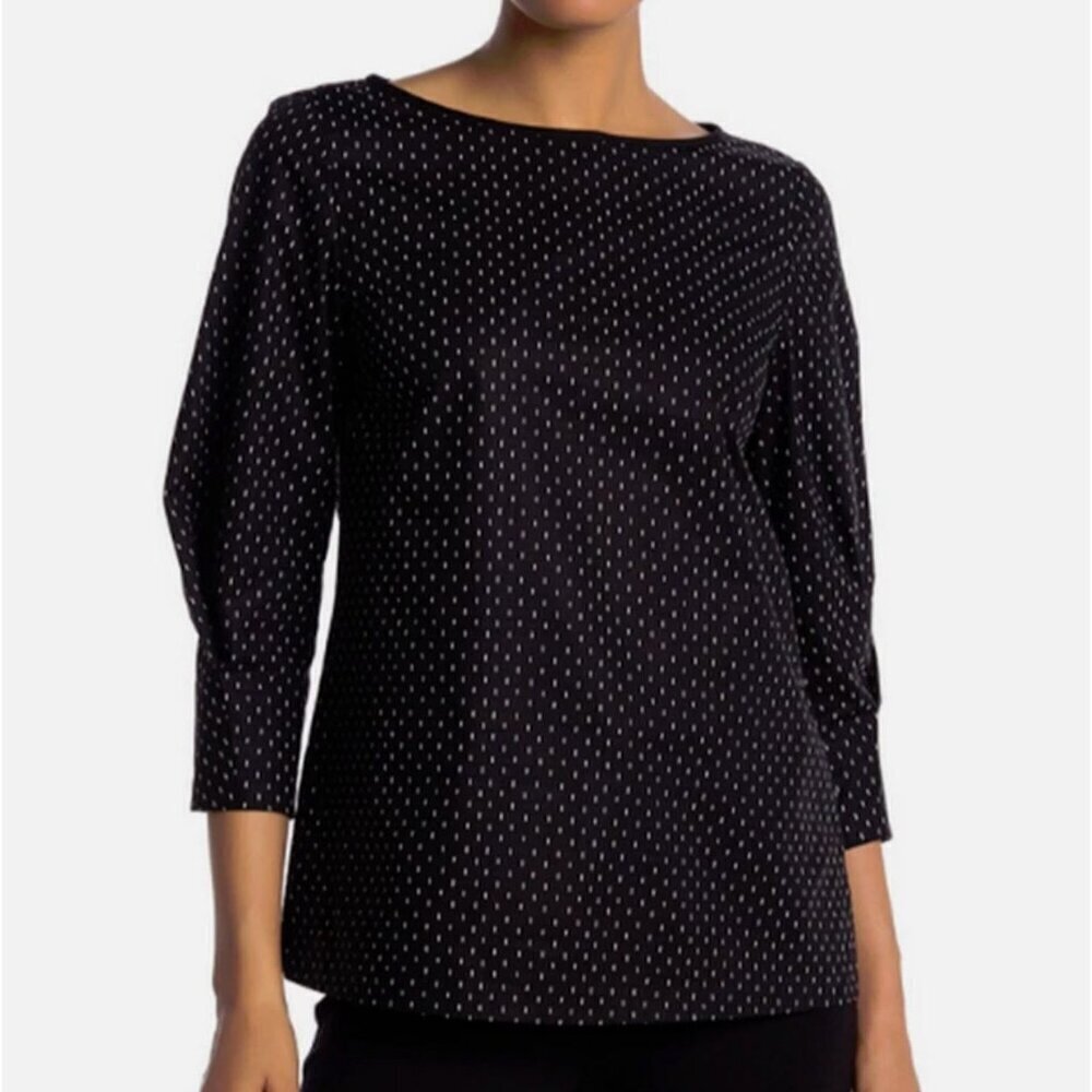 Lafayette 148 NY Caddie Blouse Black Multi Shirt Size 2